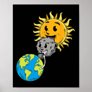 Affiche Total Solaire Eclipse Terre Lune Soleil Photobomb