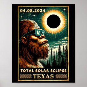 Affiche Total Solaire Eclipse Texas 2024 Bigfoot Eclipse G