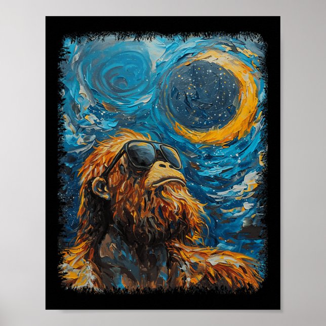 Affiche Total Solaire Eclipse Van Gogh Starry Art de nuit  (Devant)