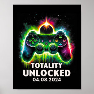 Affiche Total Solar Eclipse 2024 Jeu vidéo coloré 1