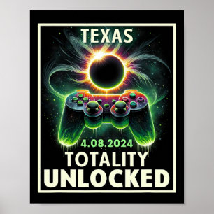 Affiche Total Solar Eclipse 2024 Texas Video Game Gamer