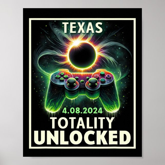 Affiche Total Solar Eclipse 2024 Texas Video Game Gamer (Devant)