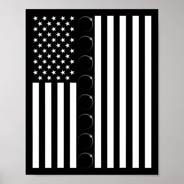 Affiche Total Solar Eclipse US American Flag 04.08.2024 À (Devant)