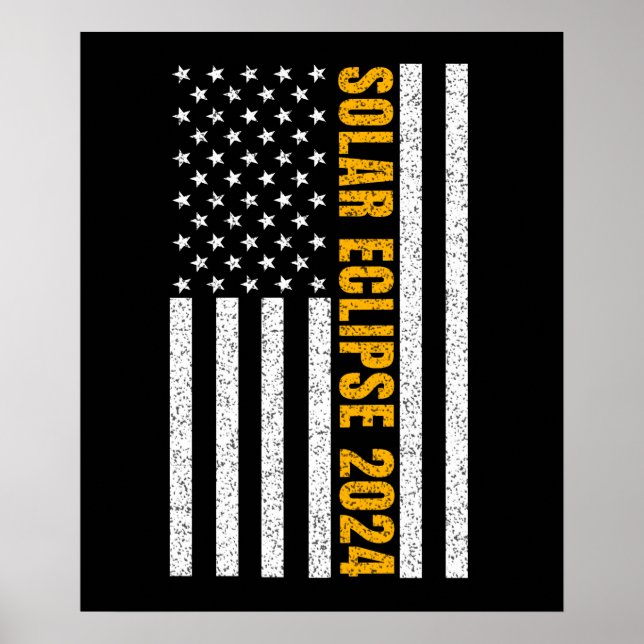 Affiche Total Solar Eclipse USA 8 avril 2024 Drapeau améri (Devant)
