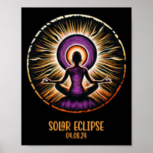Affiche Totalité 8 avril Éclipse solaire totale Femmes Yog