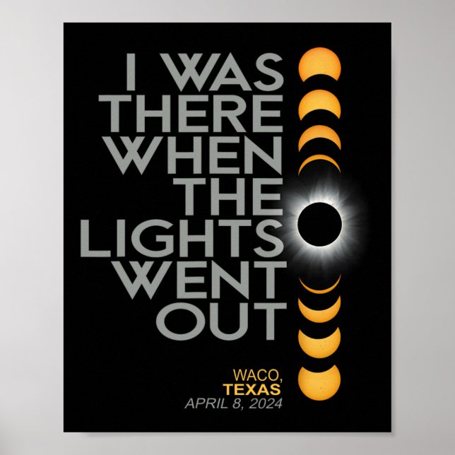 Affiche Totalité de l'Éclipse solaire totale Waco 2024 (Devant)