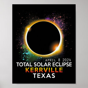 Affiche Totalité du Texas Total Éclipse solaire 8 avril 20