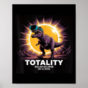 Affiche Totalité Solaire Drôle 12 Août Dinosaure
