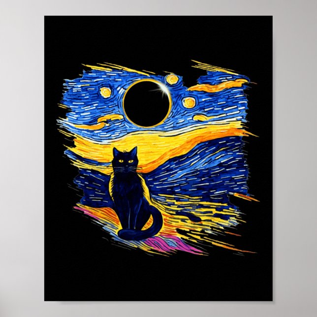 Affiche Totalité Solaire Eclipse 2024 Starry Night Van Gog (Devant)