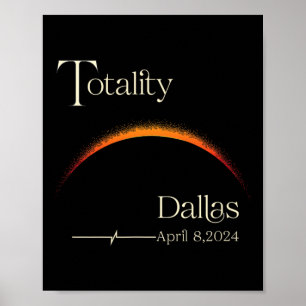 Affiche Totalité Solaire Eclipse Dallas Texas Total Solair