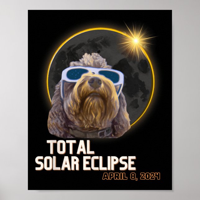 Affiche Totalité Solaire Eclipse Goldendoodle Avec Eclipse (Devant)