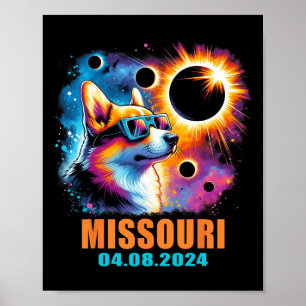 Affiche Totalité Total Solaire Eclipse 2024 Missouri Corgi