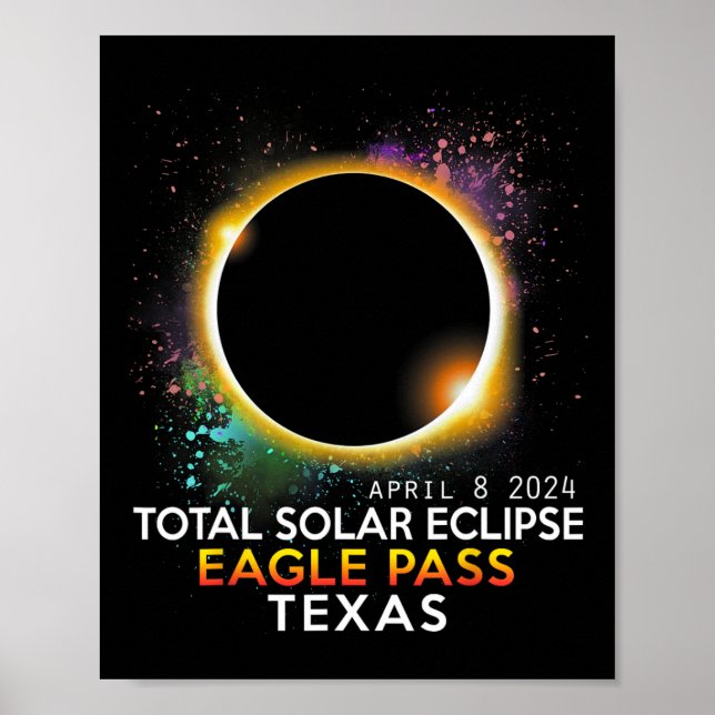 Affiche Totalité Total Solaire Eclipse Eagle Pass Texas Ap (Devant)