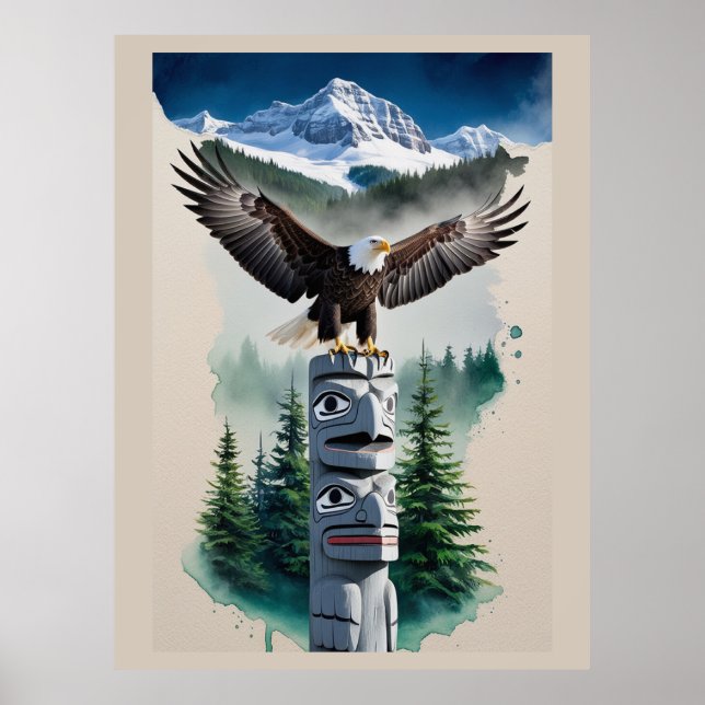 Affiche Totem haïda et aigle chauve (Devant)