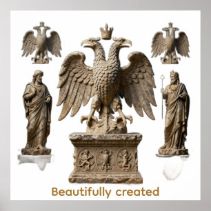 Affiche Totem Mystique de l'Aigle Sacré à Deux Têtes R