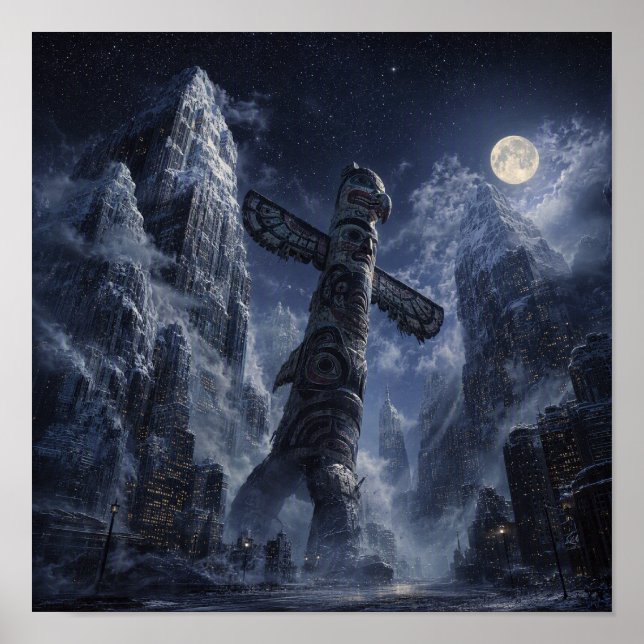 Affiche Totem Mystique Sous le Ciel au Clair de Lune (Devant)