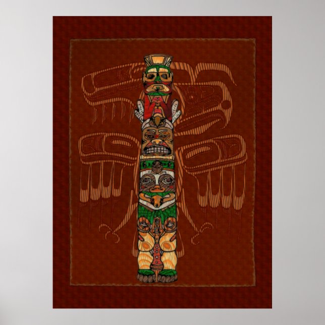 Affiche Totem Native American Folk Art (Devant)
