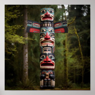Affiche Totem Pole amérindien