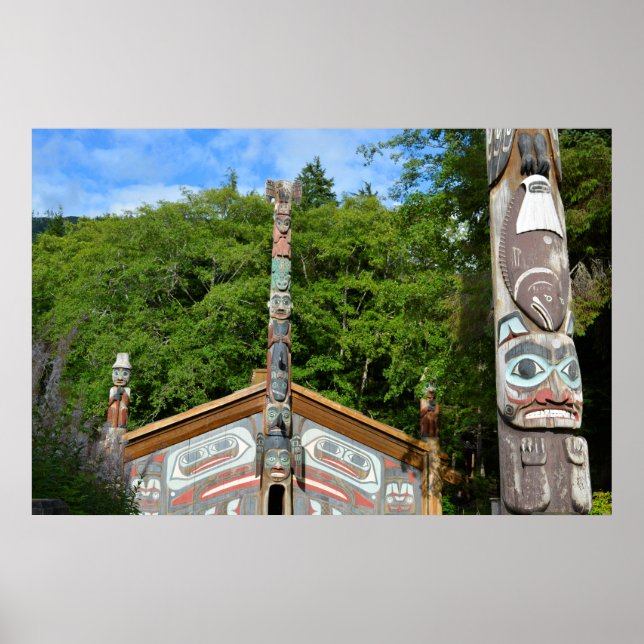 Affiche Totem Poles And Hut, Alaska (Devant)