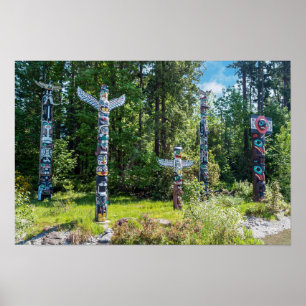 Affiche Totems dans le parc Stanley, Vancouver Canada