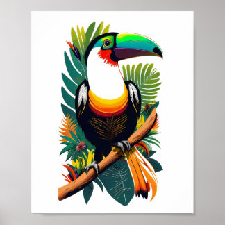 Affiche Toucan assis sur une branche dans la jungle