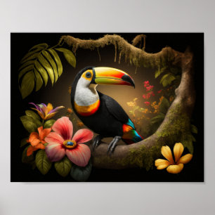 Affiche Toucan dans la forêt tropicale