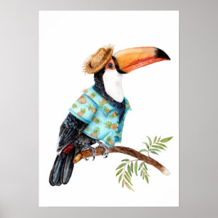 Affiche Toucan en chemise hawaïenne