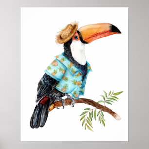 Affiche Toucan en chemise hawaïenne