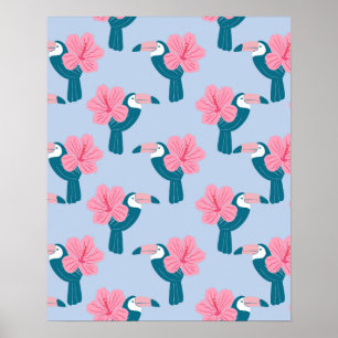 Affiche Toucan et hibiscus