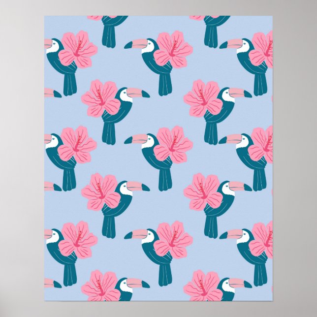 Affiche Toucan et hibiscus (Devant)