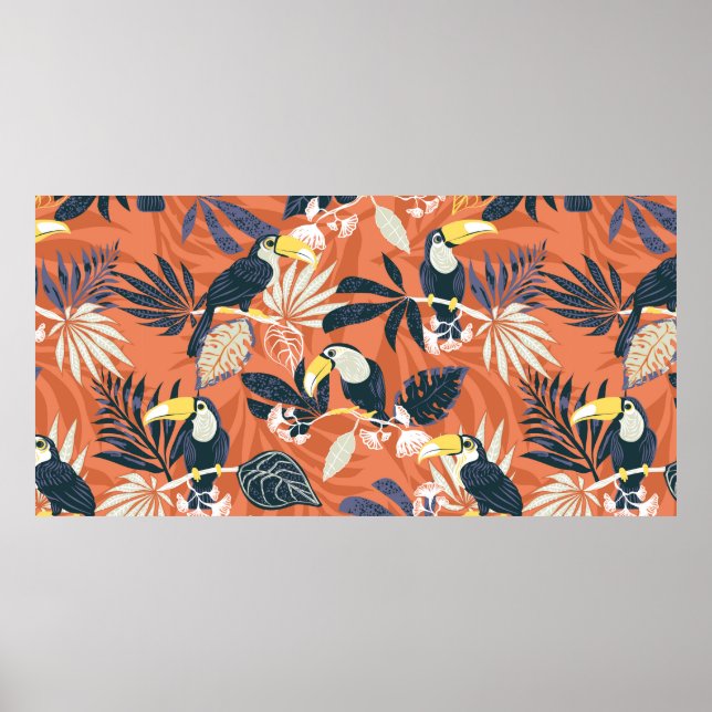 Affiche toucan et jungle motif sans faille (Devant)