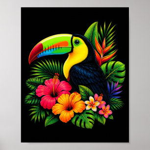 Affiche Toucan Trocal mignon Oiseau Floral Eté Vacances