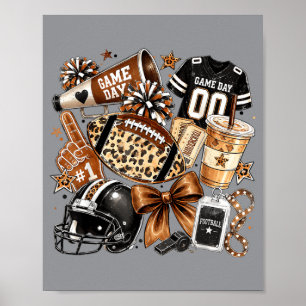 Affiche Touchdown de football de la chute de léopard Doodl