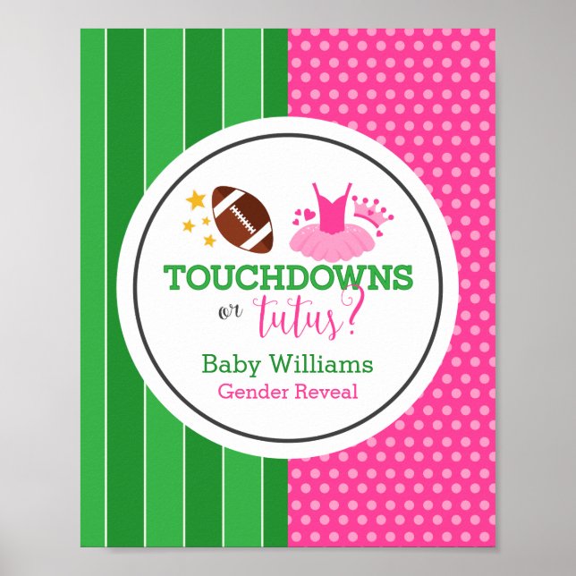 Affiche Touchdowns ou Tutus Genre Reveal (Devant)