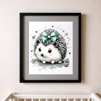 Affiche Touche de Couleur Crèche Animaux de la Forêt Héris