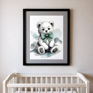 Affiche Touche de Couleur Crèche Animaux de la Forêt Ours