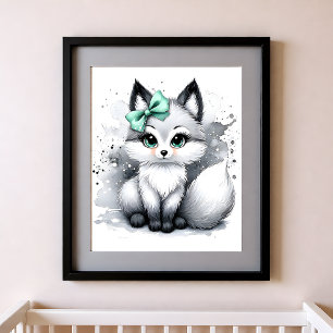 Affiche Touche de Couleur Crèche Animaux de la Forêt Renar