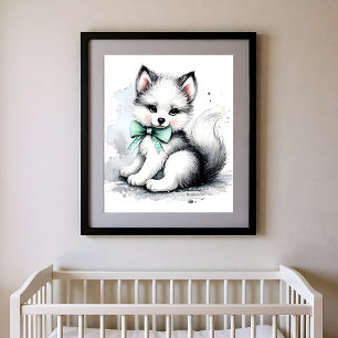 Affiche Touche de couleur nurserie animaux de la forêt Lou