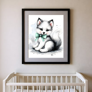 Affiche Touche de couleur nurserie animaux de la forêt Lou