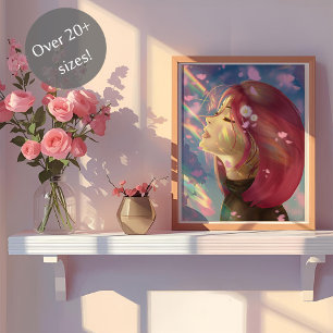 Affiche Touches arc-en-ciel en fleurs paisibles