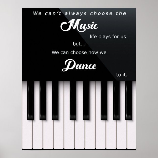 Affiche Touches de piano avec musique et danse Citation de (Devant)