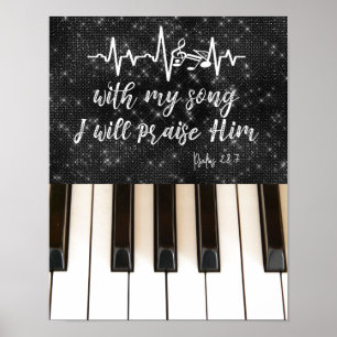Affiche Touches de piano avec Psaumes Bible Verse