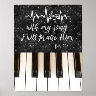 Affiche Touches de piano avec Psaumes Bible Verse