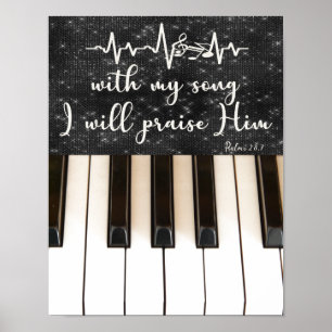 Affiche Touches de piano avec Psaumes Bible Verse Citation