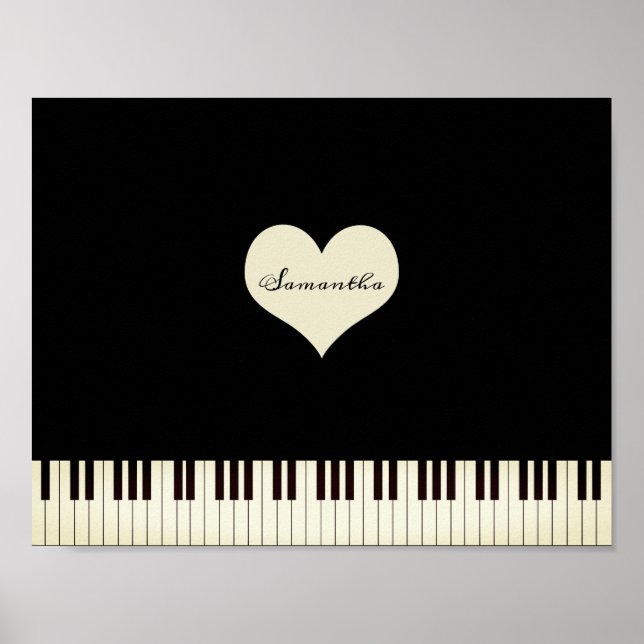 Affiche Touches de piano et coeur Personnalisé (Devant)