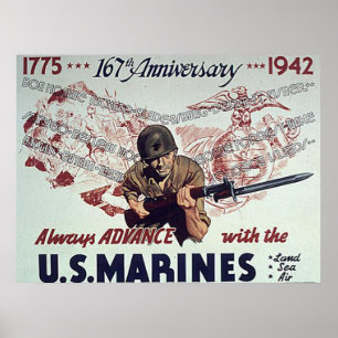 Affiche Toujours avance avec des marines des États-Unis