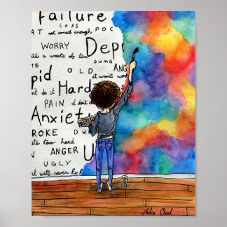 Affiche Toujours combattre la peinture aquarelle (205) REV