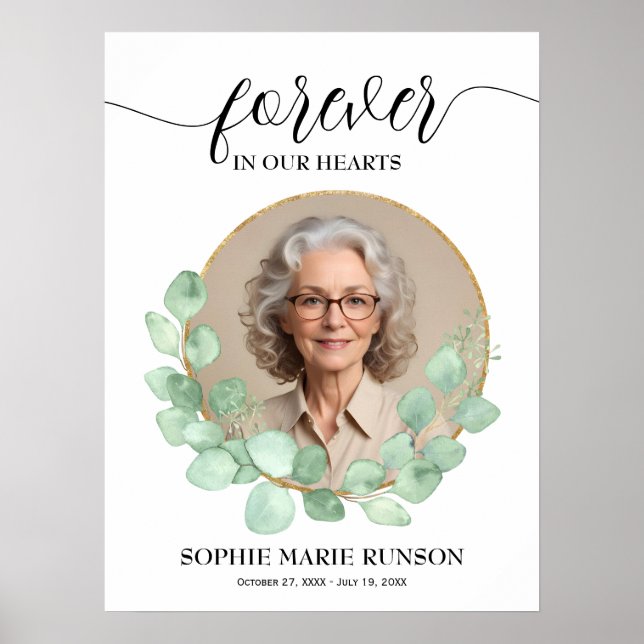 Affiche Toujours dans nos coeurs Eucalyptus funérailles (Devant)