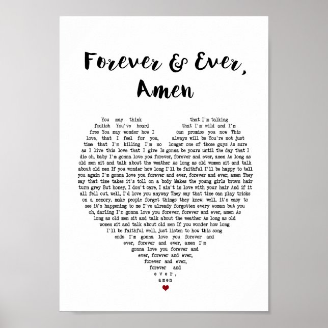 Affiche Toujours Et Toujours Amen Heart Song Lyric Print (Devant)