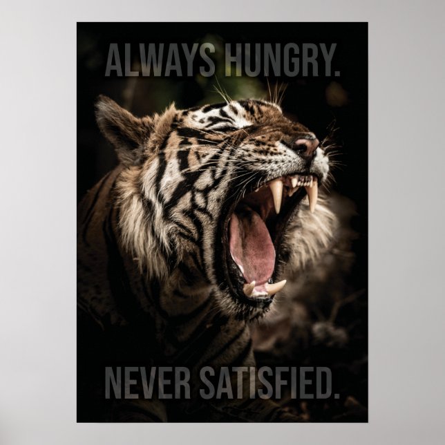Affiche Toujours faim, jamais satisfait, Tiger Motivationn (Devant)
